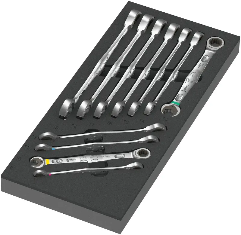 Wera 150120 Kľúče Joker 6000 8 ÷ 19 mm v penovej vložke, Set 1 (Sada 11 dielov) (W05150120001)