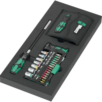 Wera 150150 Skrutkovacie bity Kraftform Kompakt a Tool-Check PLUS v penovej vložke typ 9750, Set 1 (