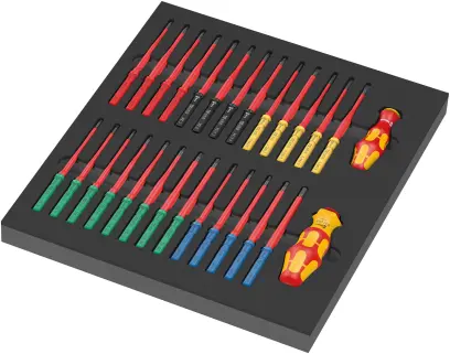 Wera 150151 Náraďový modul - penová vložka 9751 Rukoväť Kraftform Kompakt VDE s výmennými čepeľami. Set 1 (Sada 28 dielov) (W05150151001)