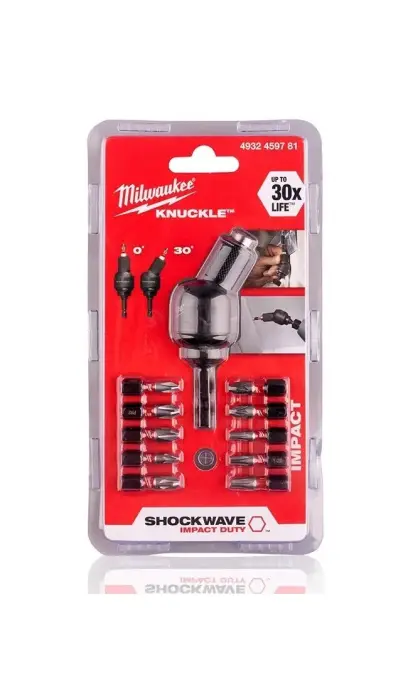 Uhlový nadstavec ShockWave Knuckle s bity 1/4 "Milwaukee 4932459781, rázový. Sada 11 dielov (MI4932459781)