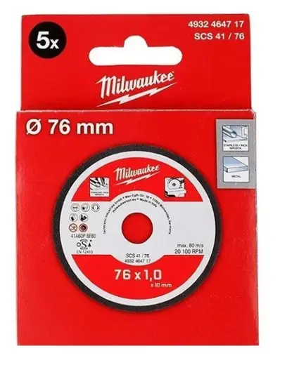 Tenké rezné kotúče Milwaukee na kov PRO+ SCS41 / 76 x 1 x 10 mm (5 ks) 4932464717 (MI4932464717)