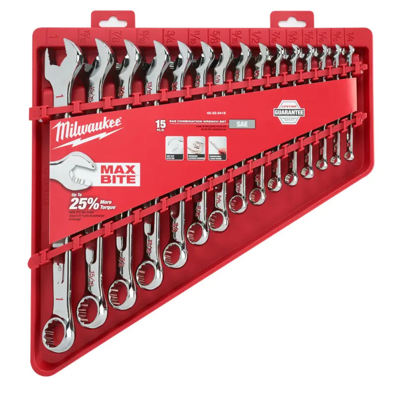 Očkoploché klíče 1/4 ÷ 3/4" MAX BITE™ Milwaukee 4932464996 palcové. Sada 15 dílů v pořadači (MI4932464996)