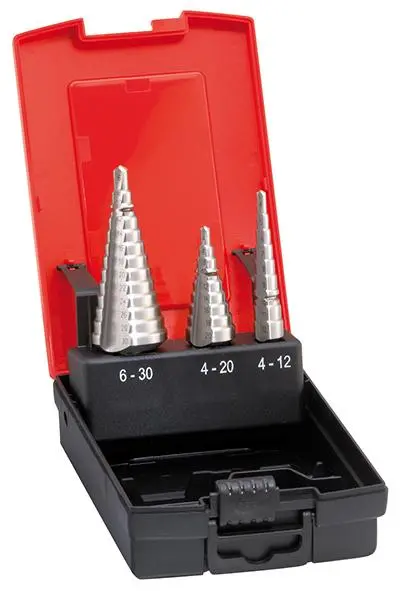 Sada stupňovitých vrtáků HSS 4-12/12-20/20-30 mm F ORMAT