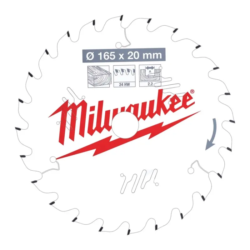 Pilový kotouč dřevo Milwaukee pr. 165x20x2,2 - 24 ATB (MI4932471294)