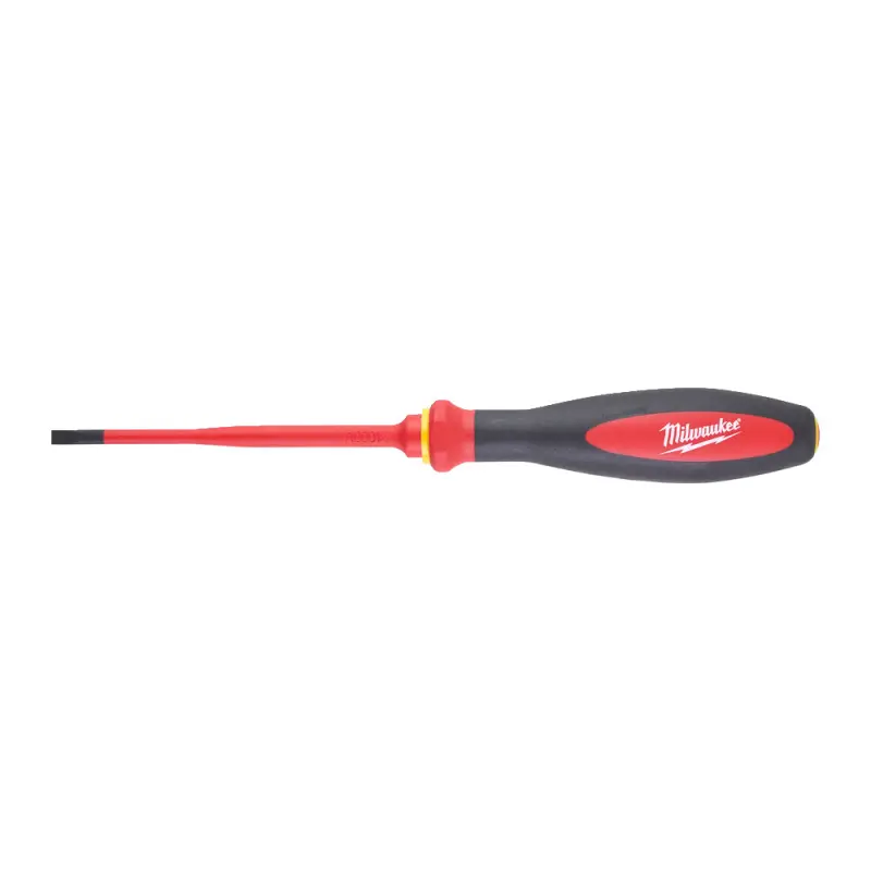 Elektrikářský šroubovák PL 0,8 x 4,0 x 100 mm Milwaukee VDE slim pro práce pod napětím 1000 V (MI4932471446)