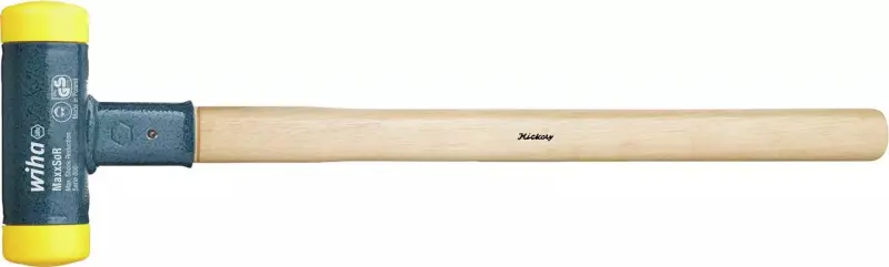 Palička bez zpětného rázu Safety 130 mm Wiha typ 800, hickory rukojeť (hlava modrá/žlutá: měkká/středně tvrdá) (WIHA02096)