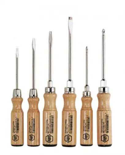 Wiha 07150 Šroubovák s dřevěnou rukojetí plochý/křížový-PZ. Sada 6 ks, Typ 162ZK6SO (WIHA07150)