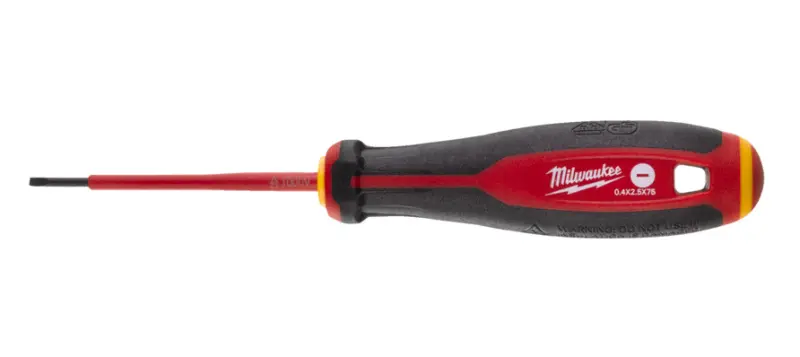 Elektrikářský šroubovák PL 0.4 x 2.5 x 75 Milwaukee VDE slim Tri-Lobe pro práce pod napětím 1000 V (MI4932478712)