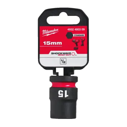Nástrčná hlavice 1/2" Milwaukee Shockwave™ Impact Duty 15 mm, rázová, krátká (MI4932480309)