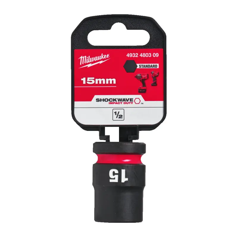 Nástrčná hlavice 1/2" Milwaukee Shockwave™ Impact Duty 15 mm, rázová, krátká (MI4932480309)