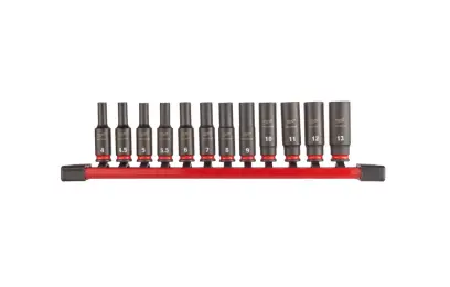 Priemyselné hlavice Shockwave 1/4" 4 ÷ 13 mm na lište Milwaukee dlhé (Sada 12 dielov) (MI4932480453)