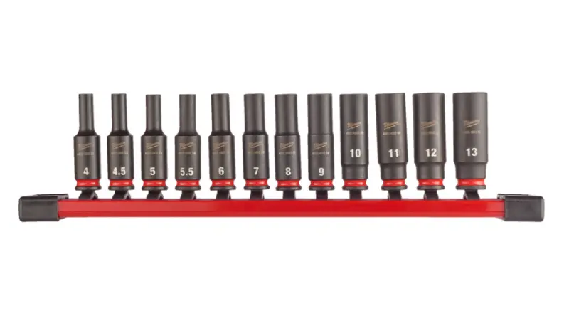 Průmyslové hlavice Shockwave 1/4"  4 ÷ 13 mm na liště Milwaukee 4932480453 dlouhé (Sada 12 dílů) (MI4932480453)