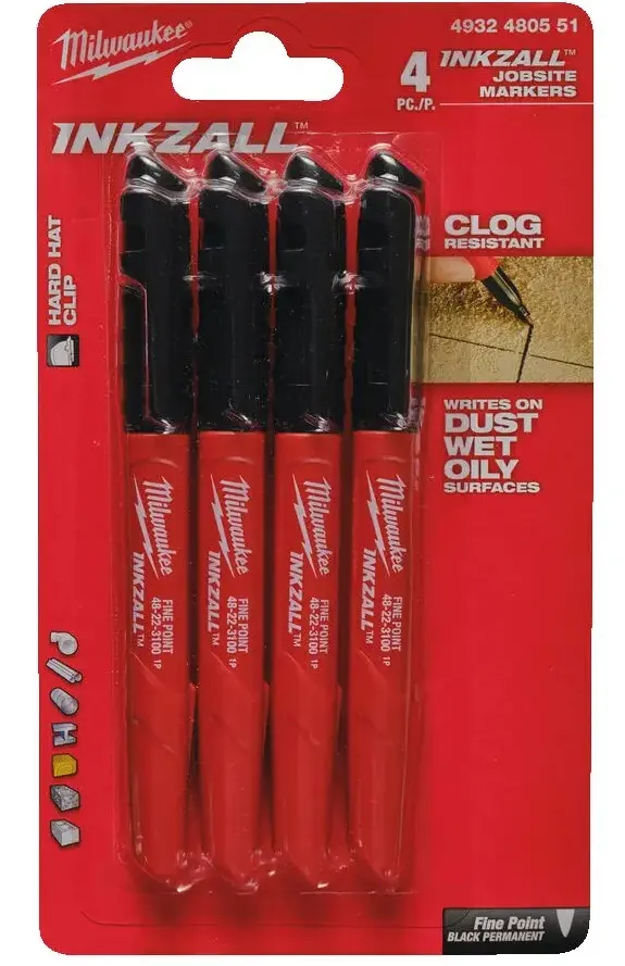 Značkovač Milwaukee INKZALL™ - černý (Sada 4 ks) (MI4932480551)