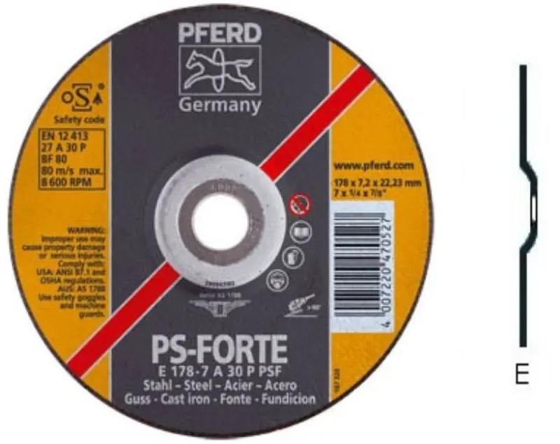 Hrubovací kotouč E 178-7 A 30 P PSF/22,23. PFERD – PS-FORTE (PF4007220470527)