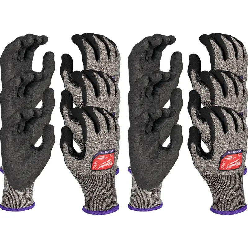 Pracovní rukavice protiprořezové Milwaukee HIGH CUT, ochrana proti proříznutí F, velikost 10 (XL), 12 párů, 4932492048