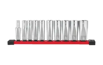 Nástrčné hlavice 3/8" šesťhran 5/16 ÷ 7/8" Milwaukee 4932492510 - chrómované, predĺžené, palcové (Sada 10 dielov) (MI4932492510)