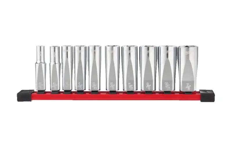 Nástrčné hlavice 3/8" šesťhran 5/16 ÷ 7/8" Milwaukee 4932492510 - chrómované, predĺžené, palcové (Sada 10 dielov) (MI4932492510)