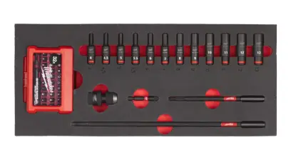 Pěnová vložka Milwaukee s průmyslovými hlavicemi 1/4" dlouhé (sada 17 ks) 4932493386 (MI4932493386)