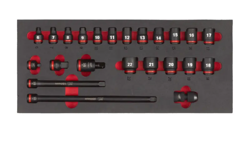 Pěnová vložka Milwaukee s průmyslovými hlavicemi 3/8" dlouhé (sada 23 ks) 4932493388 (MI4932493388)