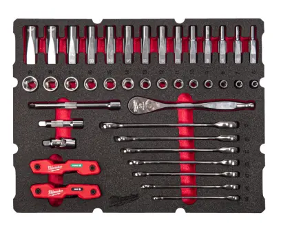 PACKOUT™ pěnová vložka s gola sadou 3/8" a kombinovaných klíčů Milwaukee 4932493640 (Sada 55 dílů) (MI4932493640)