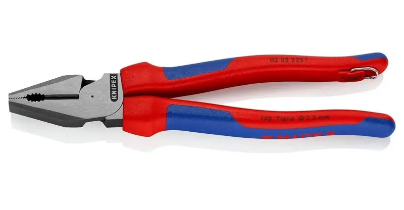 Silové kombinované kliešte Power 225 mm Knipex 02 02 225 T BK s upevňovacím okom (K 02 02 225 T BK)