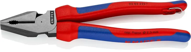 Silové kombinované kleště Power 225 mm Knipex 02 02 225 T BK s upevňovacím očkem (K 02 02 225 T BK)