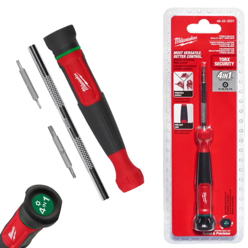 Přesný mikrošroubovák Milwaukee s výměnnými bity Torx, Multi-bit 4v1 (MI4932498175)