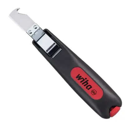 Nôž na káble 4 ÷ 28 mm2 s hákovou čepeľou Wiha 44618 čierna/červená (WIHA44618)