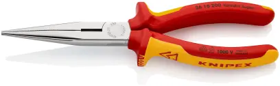 Úzké půlkulaté kleště Knipex 26 16 200 SB s břity VDE (K 26 16 200 SB)