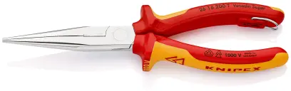 Úzké půlkulaté kleště Knipex 26 16 200 T BK s břity VDE, upevňovací oko (K 26 16 200 T BK)