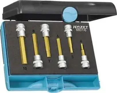Sada adaptér-bity 3/8 "vnútorný 6-hran 4-10x mm 6 ks. HAZET (EDE69511000)