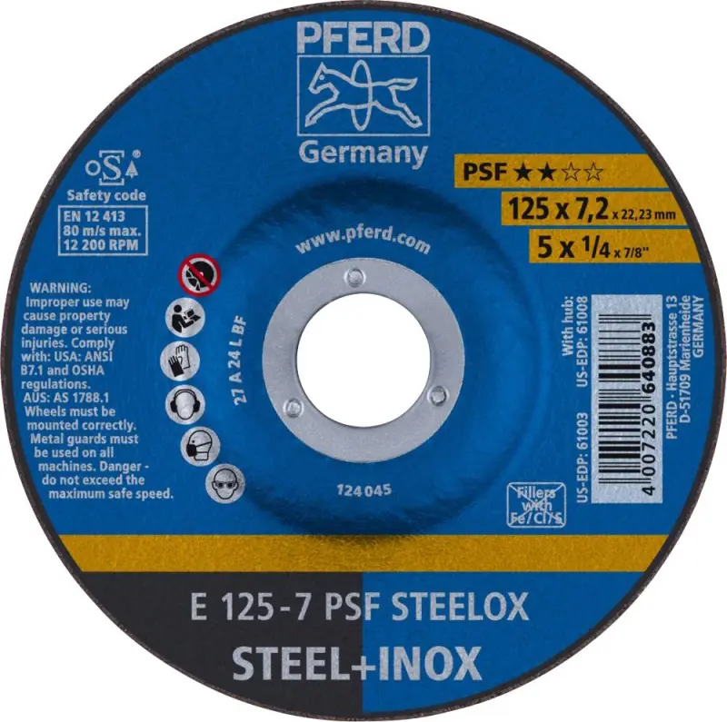 Univerzální brusný kotouč Pferd E 125-7 PSF STEELOX (PF4007220640883)