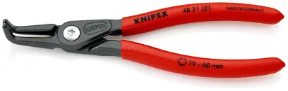 Precizní kleště Knipex 48 21 J21 SB - vnější pojistné kroužky, zahnuté hroty 90° (K 48 21 J21 SB)