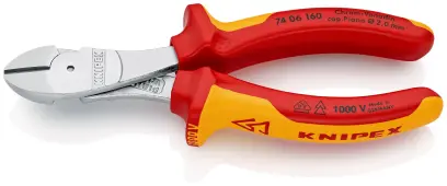 Boční štípací kleště Knipex 74 06 160 SB VDE - silové, vícesložkové návleky, chromováno (K 74 06 160 SB)