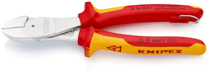 Boční štípací kleště Knipex 74 06 200 T BK VDE - silové, vícesložkové návleky, chromováno (K 74 06 200 T BK)