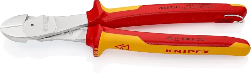 Boční štípací kleště Knipex 74 06 250 T VDE - silové, vícesložkové návleky, chromováno (K 74 06 250 T)