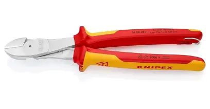 Bočné štiepacie kliešte Knipex 74 06 250 T BK VDE – silové, viacvrstvové rukoväte, pochrómované (K 74 06 250 T BK)