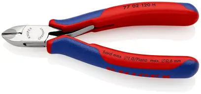 Bočné štiepacie kliešte Knipex 77 02 120 H – pre elektroniku, guľaté čeľuste, fazeta (K 77 02 120 H)