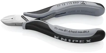 Bočné štiepacie kliešte Knipex 77 12 115 ESD SB – pre elektroniku, fazeta so svorkou (K 77 12 115 ES