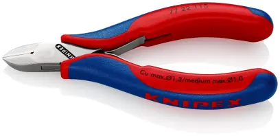 Bočné štiepacie kliešte Knipex 77 22 115 SB – pre elektroniku, guľaté čeľuste, bez fazety (K 77 22 115 SB)