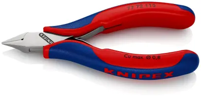 Boční štípací kleště Knipex 77 72 115 SB - pro elektroniku, špičaté malé čelisti, malá fazeta (K 77 72 115 SB)