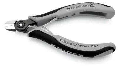 Presné bočné štípacie kliešte Knipex 79 02 125 ESD SB – pre elektroniku, mini hlava (K 79 02 125 ESD