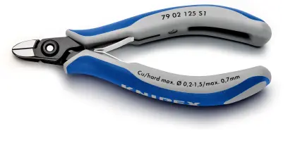 Presné bočné štiepacie kliešte Knipex 79 02 125 S1 – pre elektroniku, zaoblené hrany (K 79 02 125 S1)