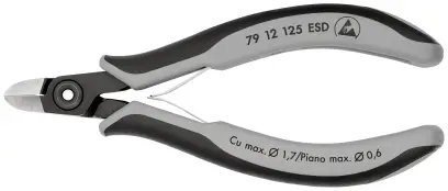 Precizní boční štípací kleště Knipex 79 12 125 ESD - pro elektroniku, tvrdé dráty (K 79 12 125 ESD)