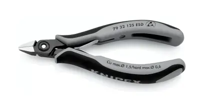 Presné bočné štiepacie kliešte Knipex 79 32 125 ESD SB – pre elektroniku, špicatá hlava (K 79 32 125