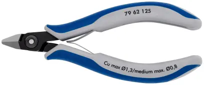 Presné bočné štiepacie kliešte Knipex 79 62 125 – pre elektroniku, špicatá hlava (K 79 62 125)