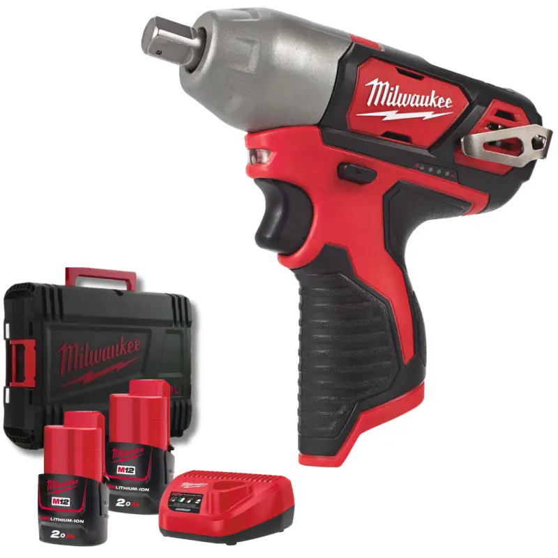 Aku 1/2" rázový utahovák Milwaukee M12 BIW12-202C, 138 Nm, 2x aku M12 B2 + M12 C12 C, 4933447133 (MI4933447133)