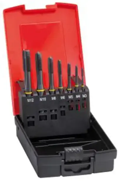 Strojové závitníky HSS-Co5 M3 ÷ M12 Format 7417901500 na priechodné otvory. Vrátane vrtákov (Sada 14 dielov) (EDE17901500)