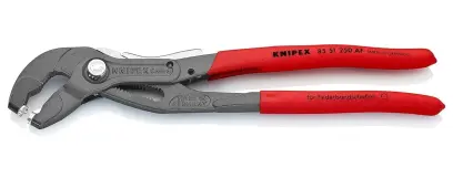Kliešte na hadicové spony KNIPEX 85 51 250 AF, 250 mm – uzamykateľné, protišmyková rukoväť, šedé fosfátované atramentom (K 85 51 250 AF)