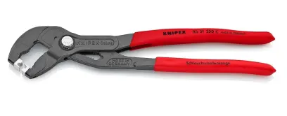 Kliešte na hadicové spony KNIPEX 85 51 250 C, 250 mm – protišmyková rukoväť, šedé fosfátované (K 85 51 250 C)